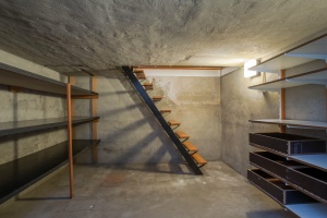stairs and a unfinished basement 