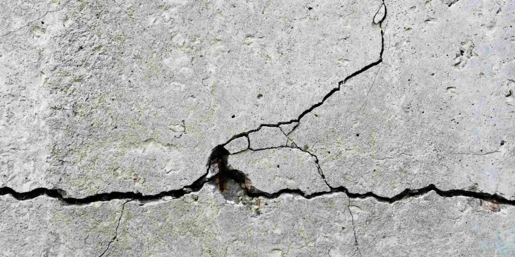 Cracks on the surface of a concrete road
