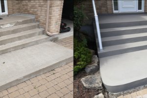 Images of broken and repaired concrete stairs