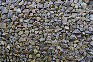 A wall made from recycled stones
