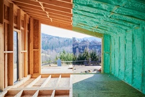 green layer adding to wooden walls